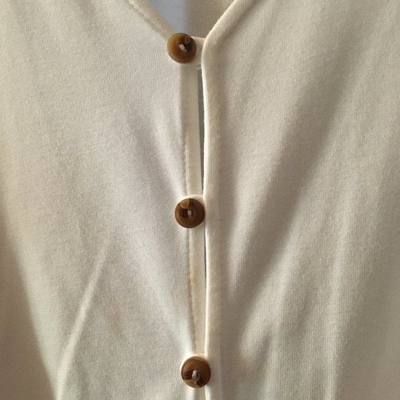 Wishlist Button Down Bamboo Semi Cropped Box Sleeve Front Tie Top - Picture 6 of 14